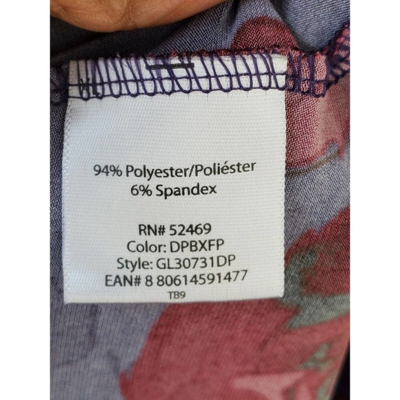 George Women's Purple Floral Polyester V-Neck 3/4 Sleeve Knee Length Dress XL - Picture 10 of 13